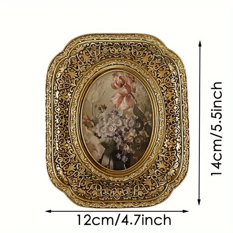 Vintage-Inspired Floral Carved Picture Frame - X2LC