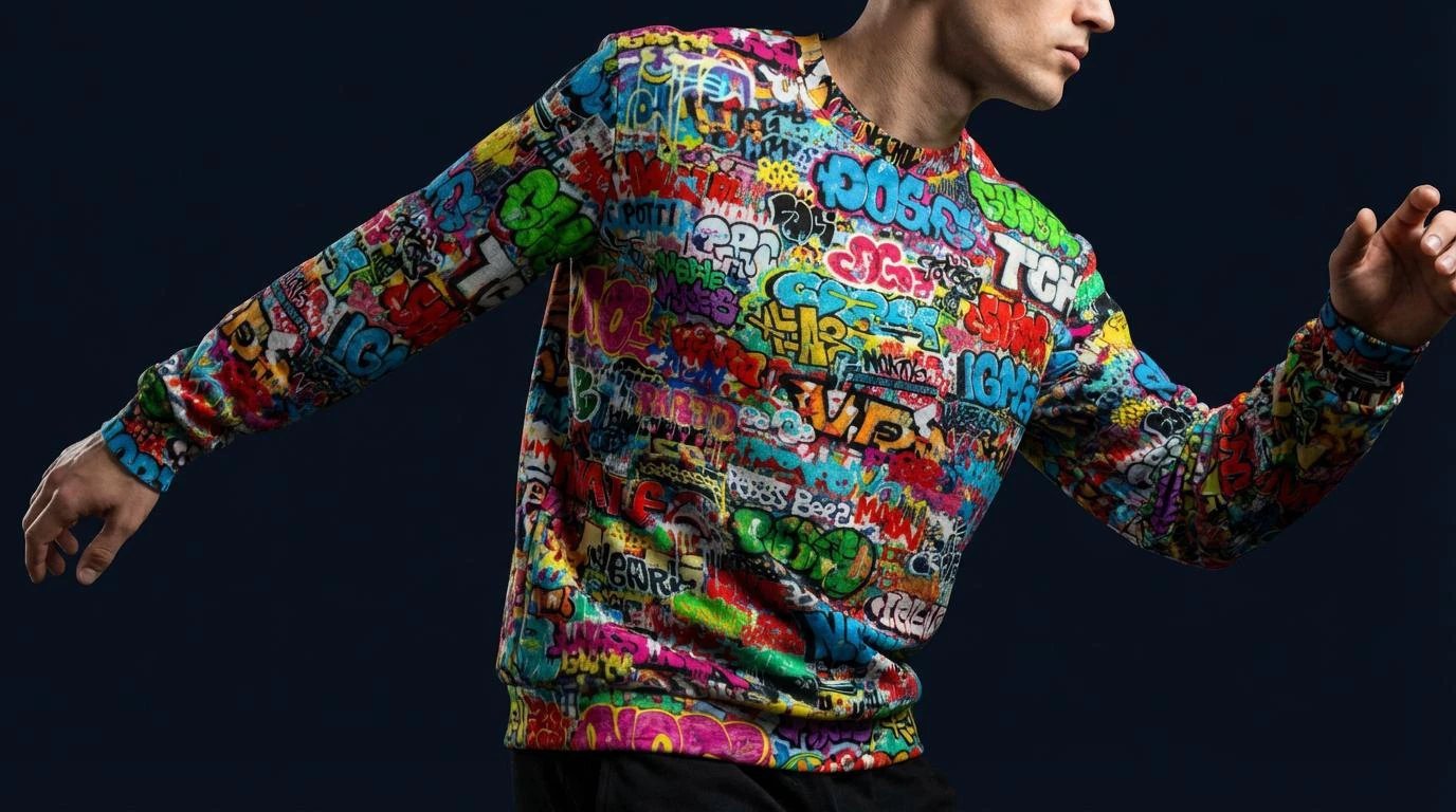 OG Graffiti Tag AOP Crewneck Sweatshirt for Hip-Hop Streetwear Collectors — Vibrant All-Over Print Cotton Unisex Statement Top