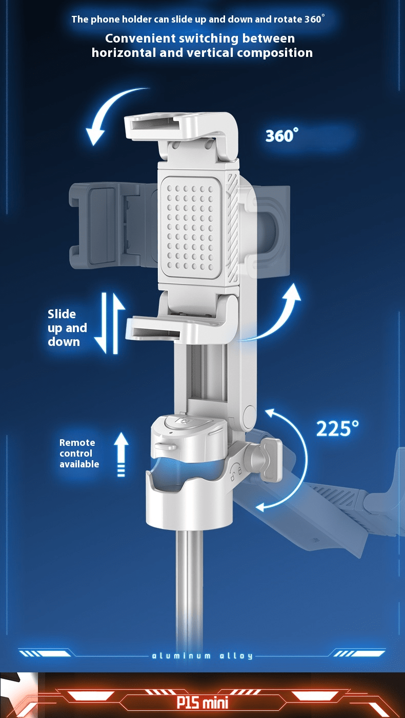 Wireless Selfie Stick with Handle Assistant, 3-in-1 Extendable Phone Holder - HMTA0M2