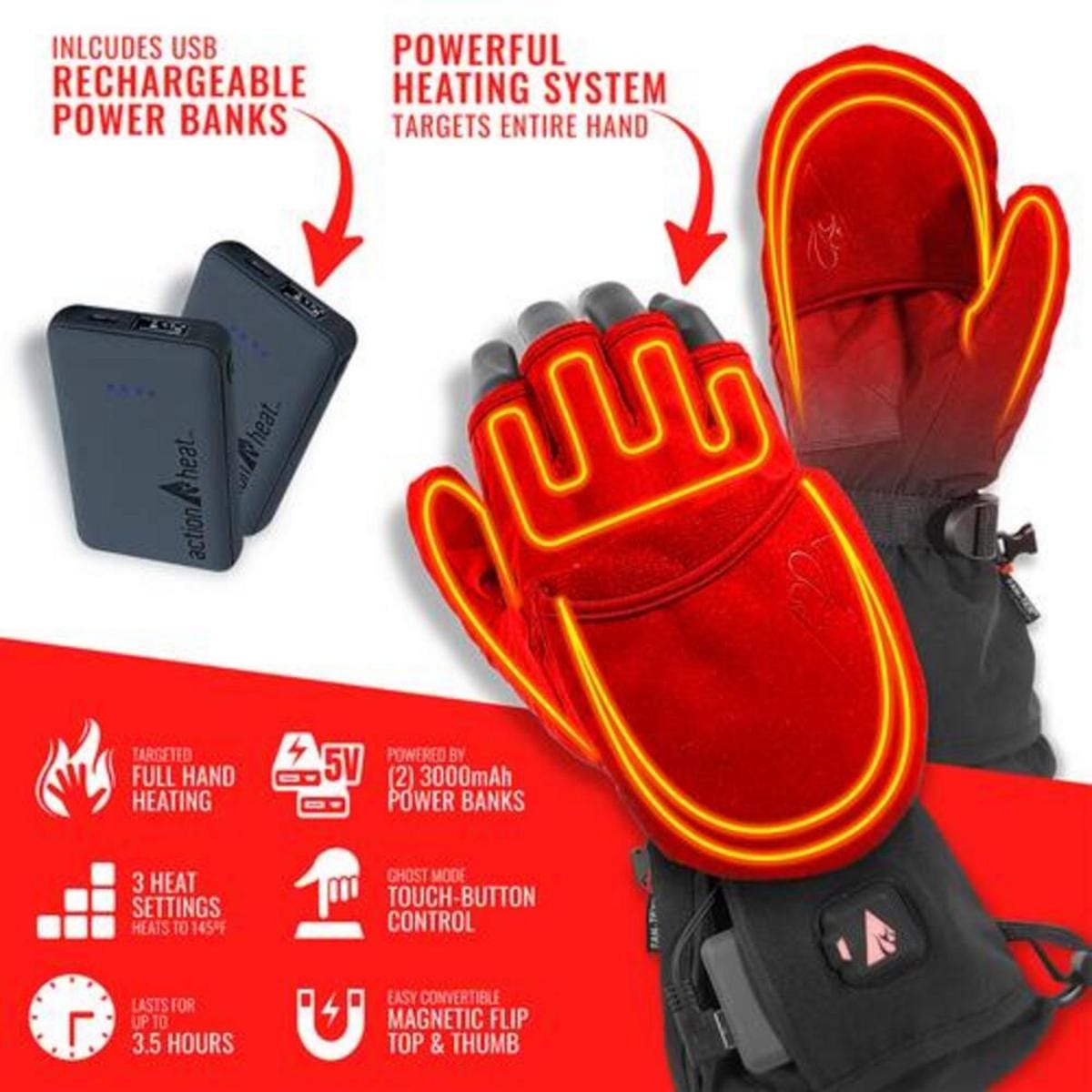 Open Box ActionHeat 5V Men's Battery Heated Glomitts