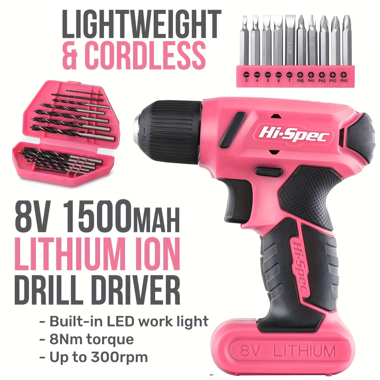 HiSpec 58Piece Pink Drill Tool Set- HMT21DS