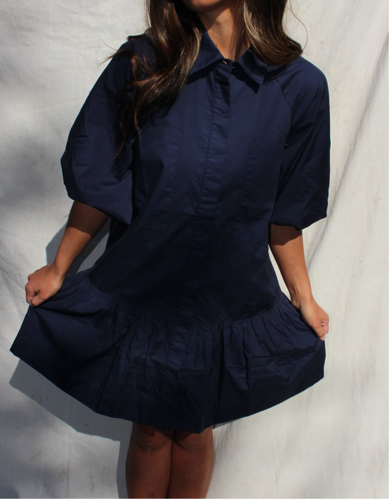 Carmilla Poplin Puff Sleeves Shirt Dress
