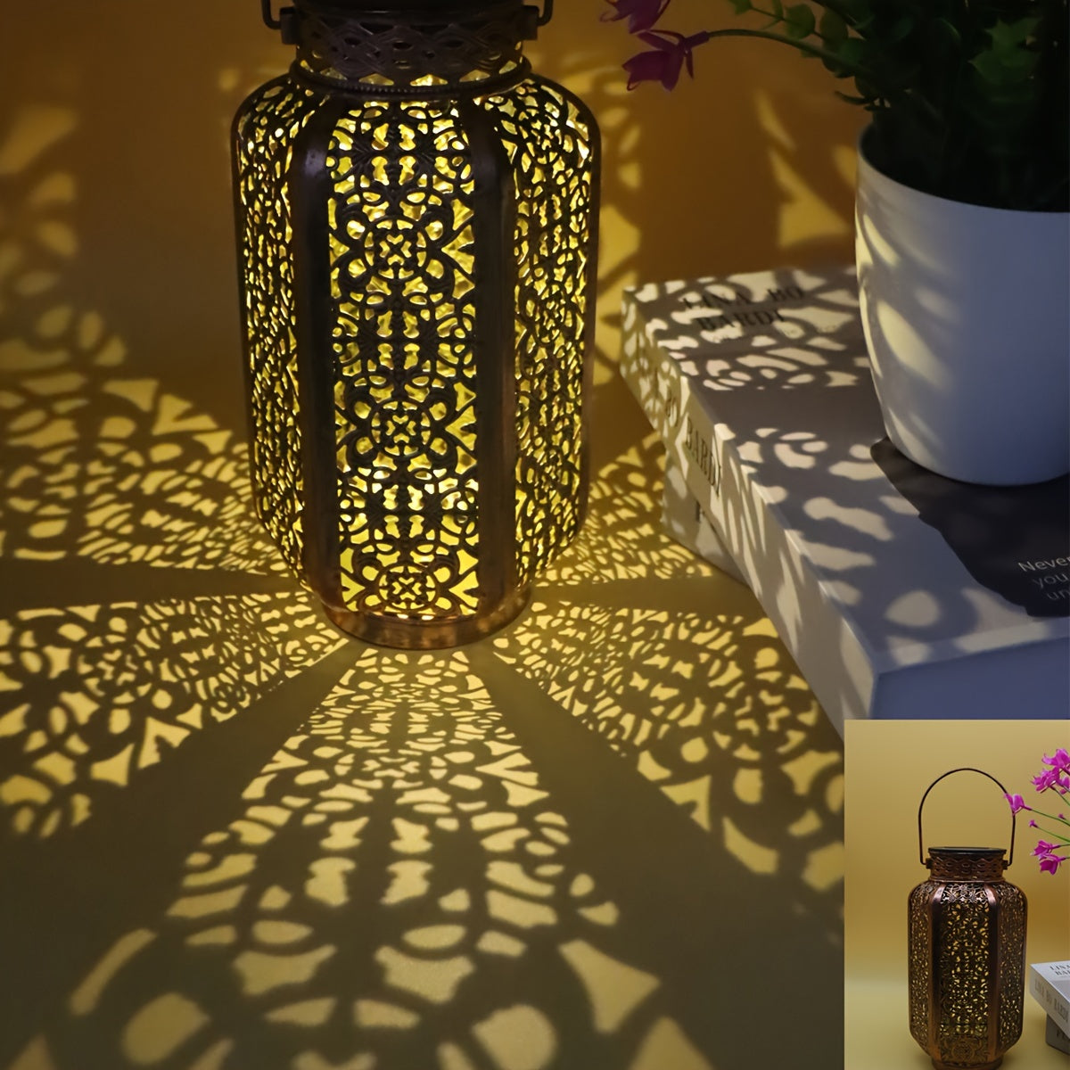 Solar Iron Lantern Versatile Outdoor Decor-CLOG