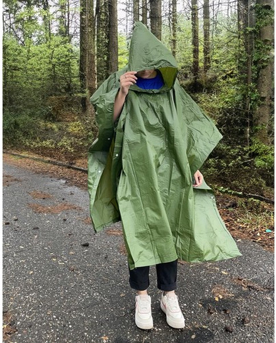Trizand Regenponcho – Groene Waterdichte Poncho – Unisex en Duurzaam