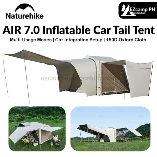 Naturehike AIR 7.0 Inflatable Car Tail Tent Portable SUV MPV Side Tunnel Tent Sunshade Waterproof Beach Car Rear Tent Camping Outdoor 35㎡ With Canopy