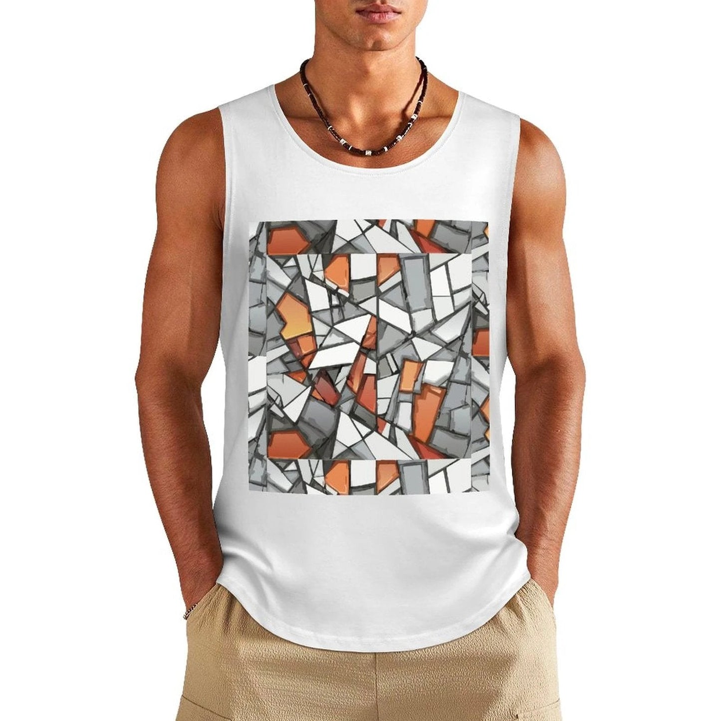 Graffiti Frame Cotton Tank Top — Teal Tank with Street Art Chest Print for Summer Sessions