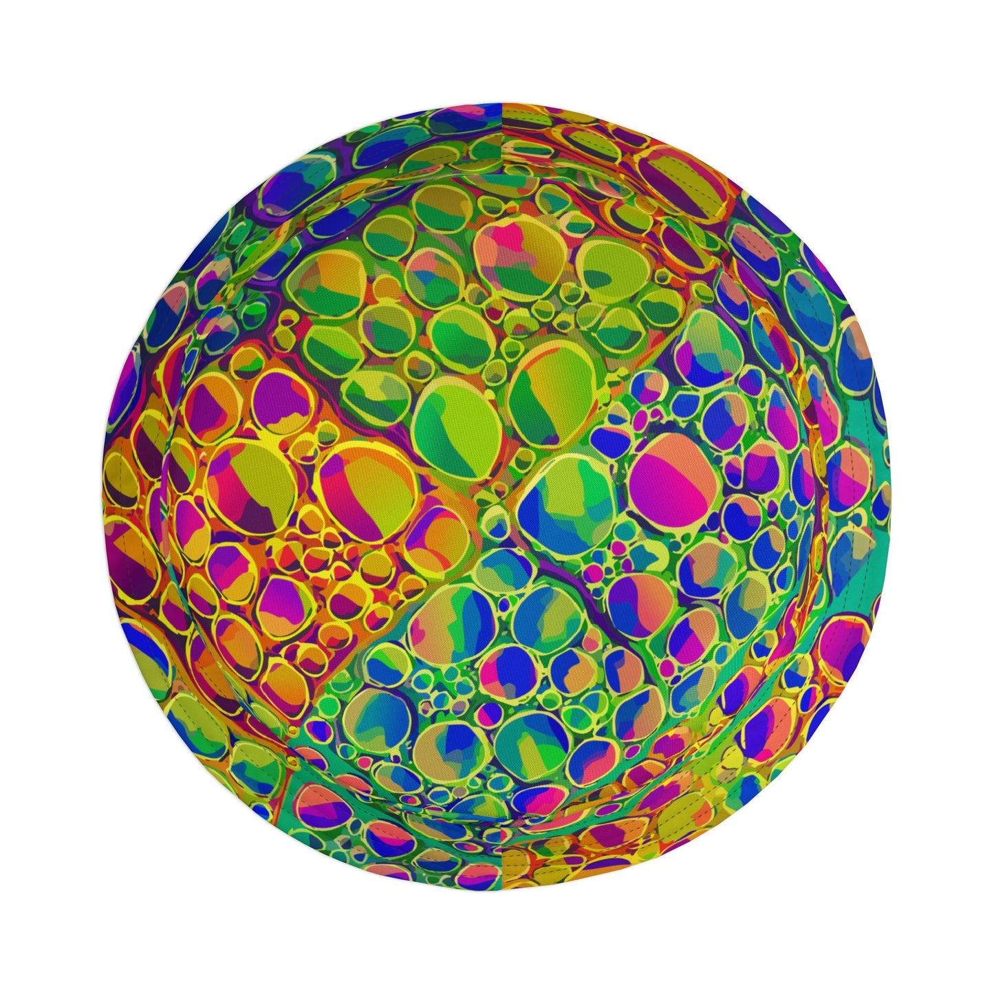 Mind-Melting Visuals AOP Bucket Hat | Dyles Mavis Hot-Pink & Lime Psychedelic Hypno-Dot Print — Made in USA Festival Streetwear Hat (Unisex)