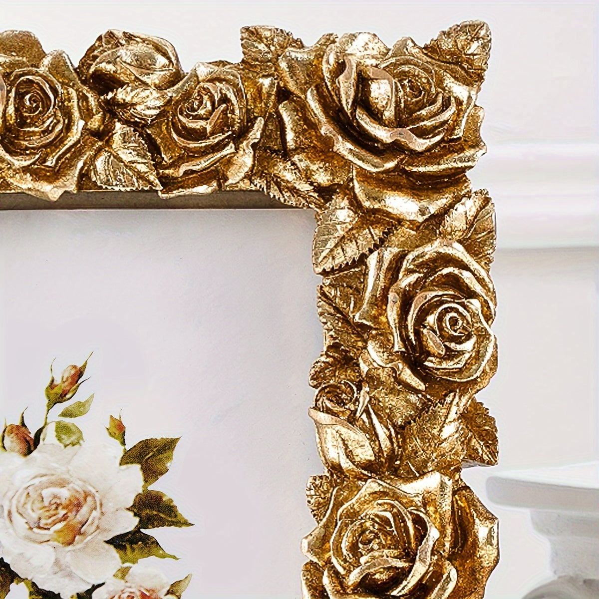 Vintage Golden Rose Lace Photo Frame - V2MD