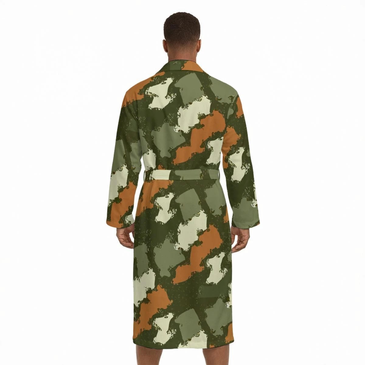 Maximalist Bathrobe for Loungewear Connoisseurs — Geographic AOP Fleece-Lined Robe, Luxury Statement Loungewear, Father's Day Gift, Men's Wearable Art