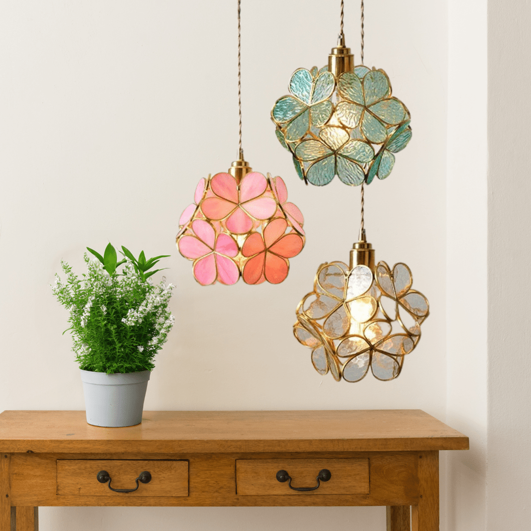 Flower Glass Petal Cluster Pendant Light