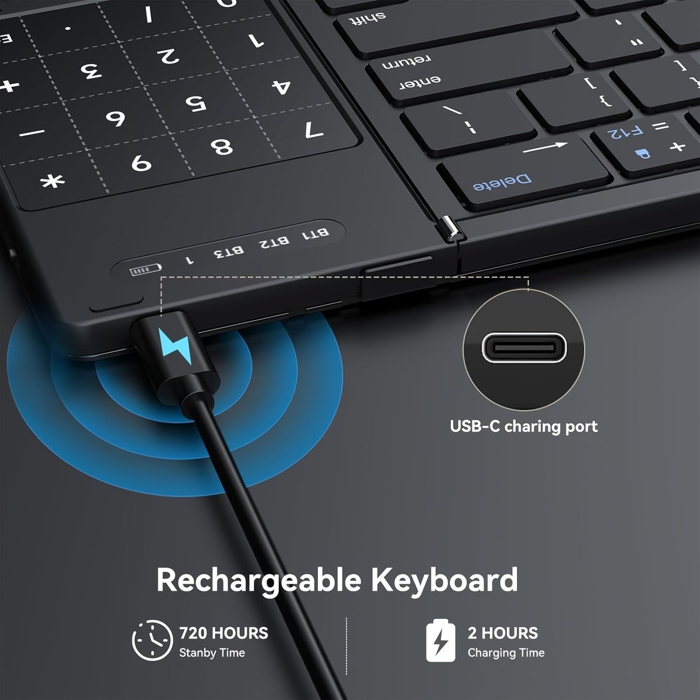 Foldable Wireless Keyboard with Touchpad & Number Pad – TJR1G8L