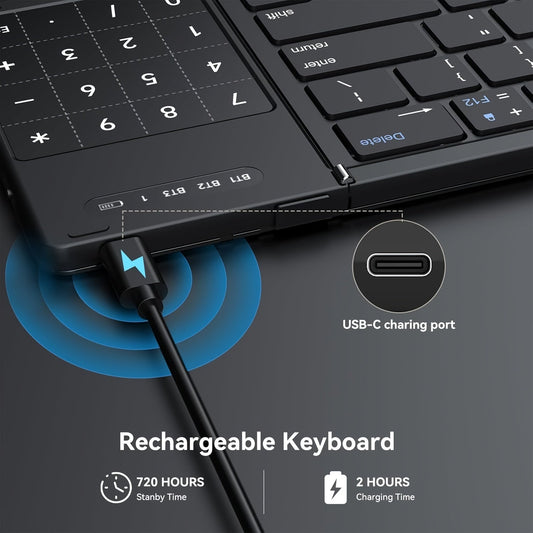Foldable Wireless Keyboard with Touchpad & Number Pad – TJR1G8L