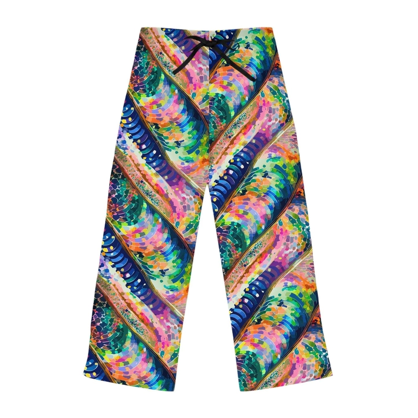 Kaleidoscope Rainbow AOP Lounge Pants for Maximalist Festival Mornings — Luxury Vibrant Pajamas, Colorful Sleepwear Bottoms, Gift for Her