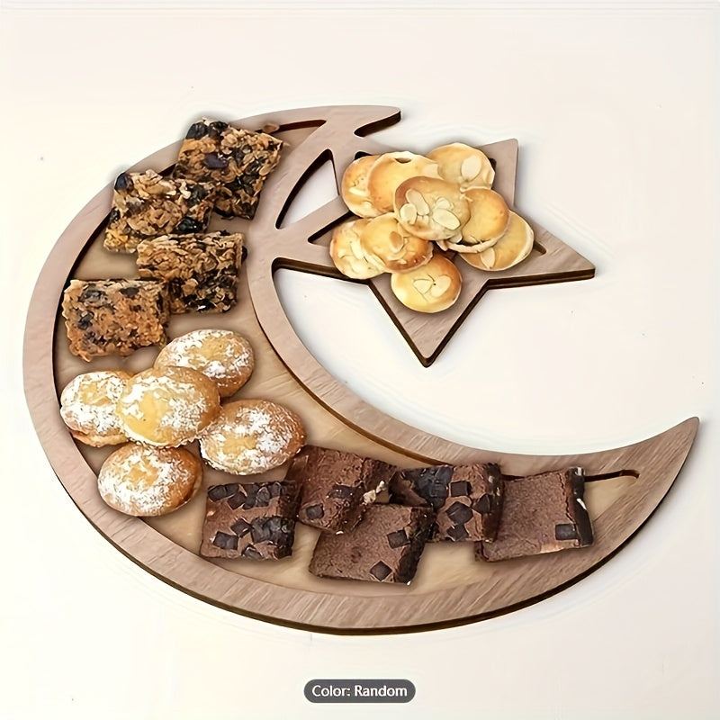 Ramadan Wooden Moon and Star Snack Tray - U2NK