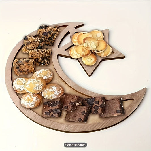 Ramadan Wooden Moon and Star Snack Tray - U2NK