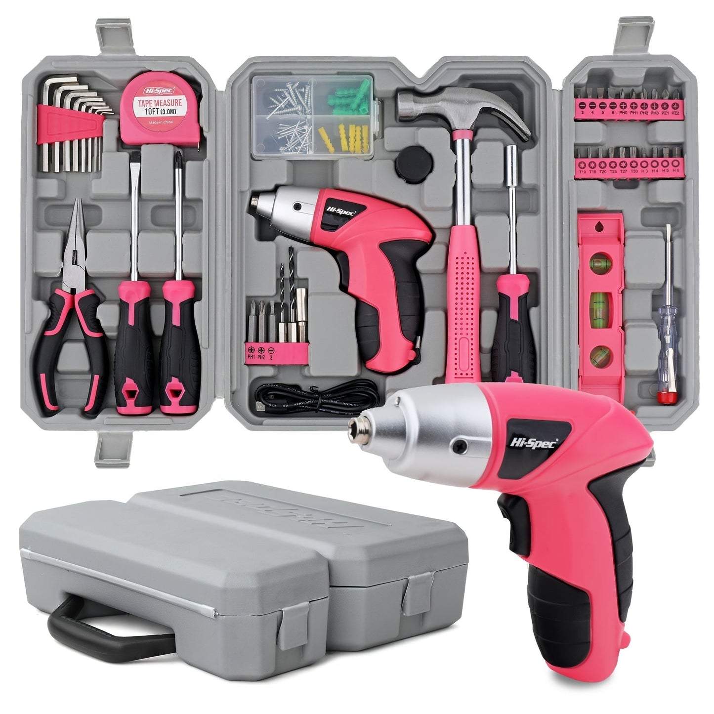 Hi-Spec 46pcs Cordless Power Tool Kit for Home DIY Projects TJR5Z3T