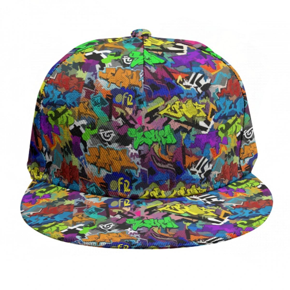 AOP Flat Brim Snapback Cap | All-Over Print 6-Panel Streetwear Hat for Festival & Alt-Fashion Fits
