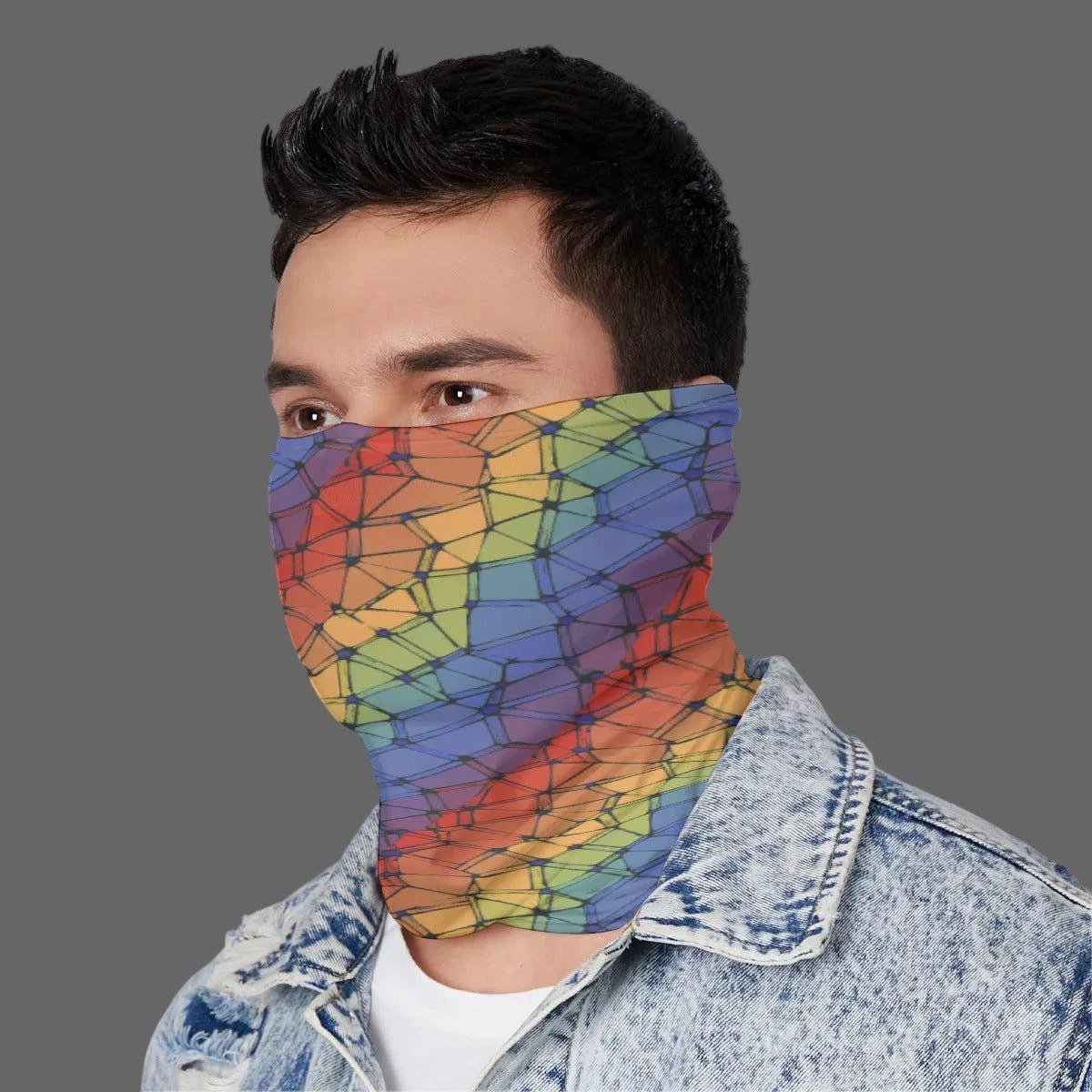 Trippy Vibrational Neck Gaiter - Psychedelic Dust Mask for Burning Man, Snowboarding & Festival Protection