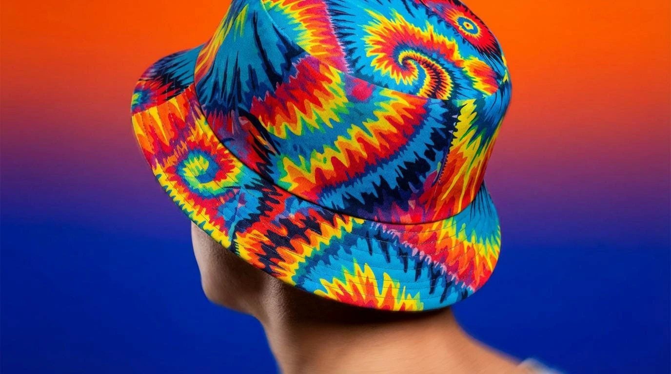 Maximalist Psychedelic Reversible Bucket Hat for Mind-Melting Dressers — Dyles Mavis Abstract AOP Both Sides Printed, Festival UV-Resistant Sun Hat