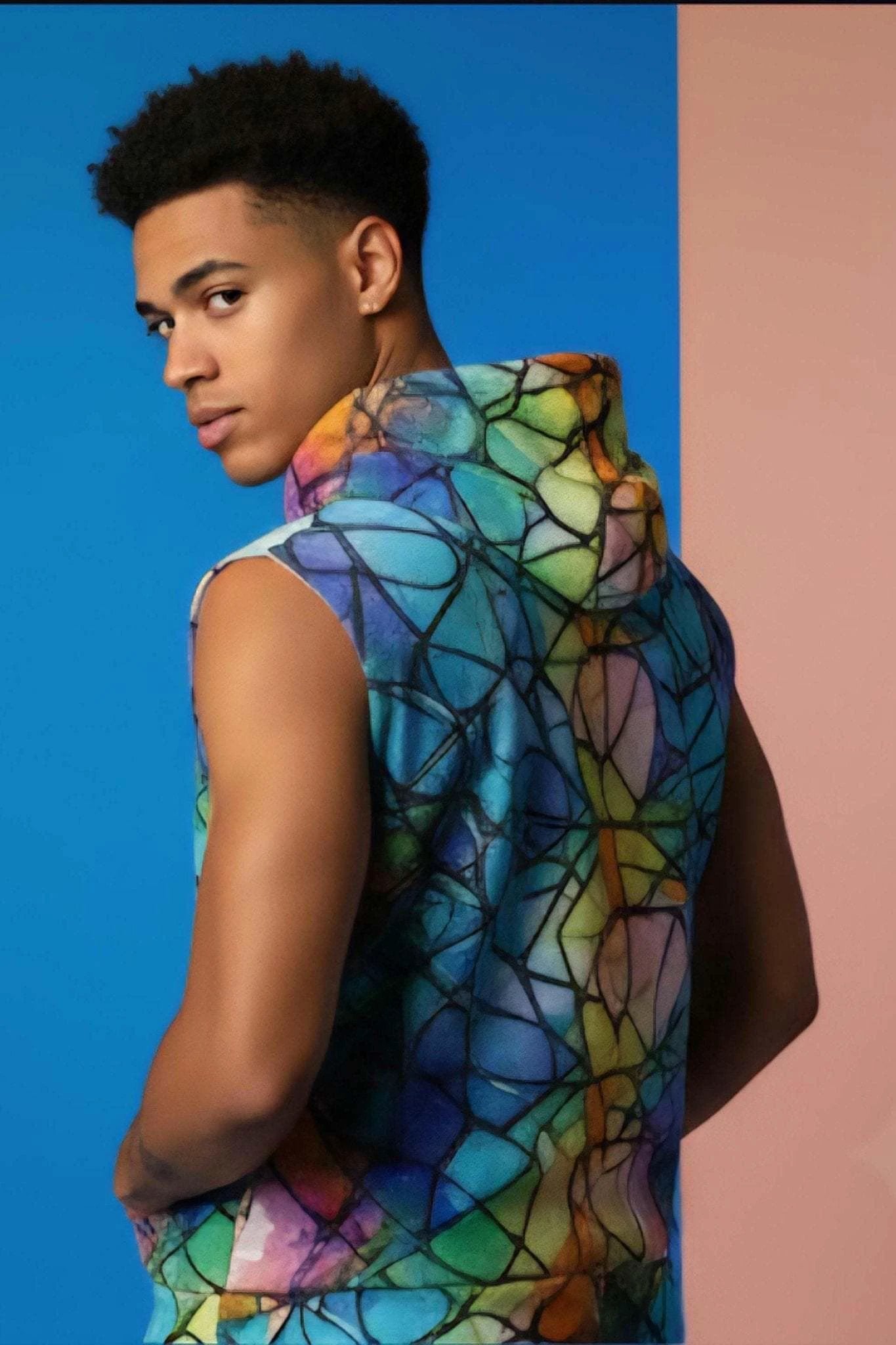 Vibrational Vector Athletic Hoodie - Psychedelic High-Visibility Activewear for Cycling & Outdoor Adventurers
