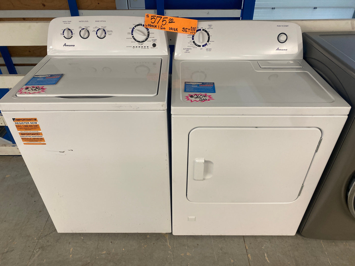 Amana Top Load Washer & 6.5 cu. ft. Natural Gas Dryer Set!