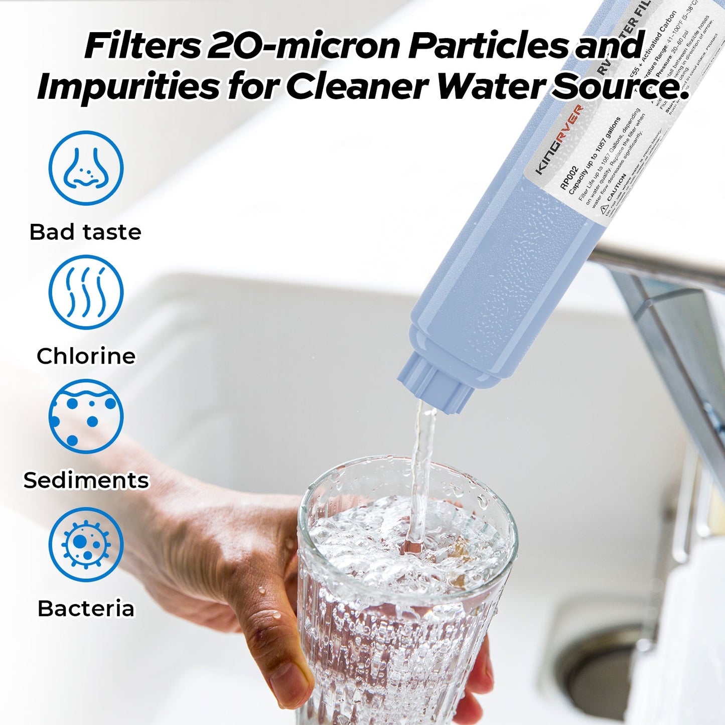 RV Camper Inline Water Filter Reduce Chlorine Camping Water Hose Filter