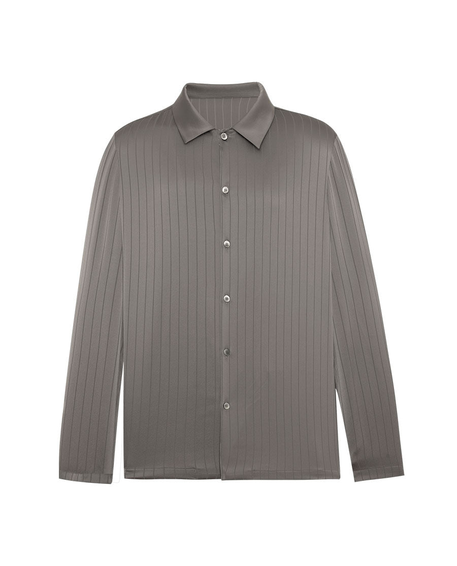 Aimer Men Mulberry Silk Camp Collar Pajama Top