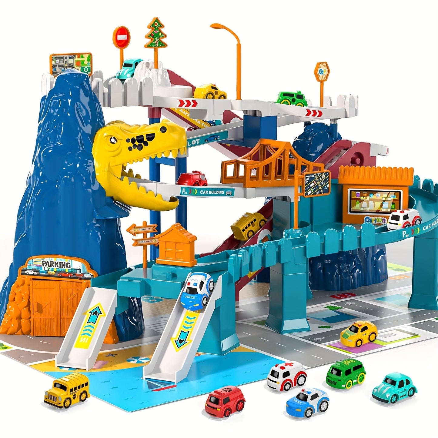 Dinosaur-Themed Race Track Set, Battery-Free TJR9P2M