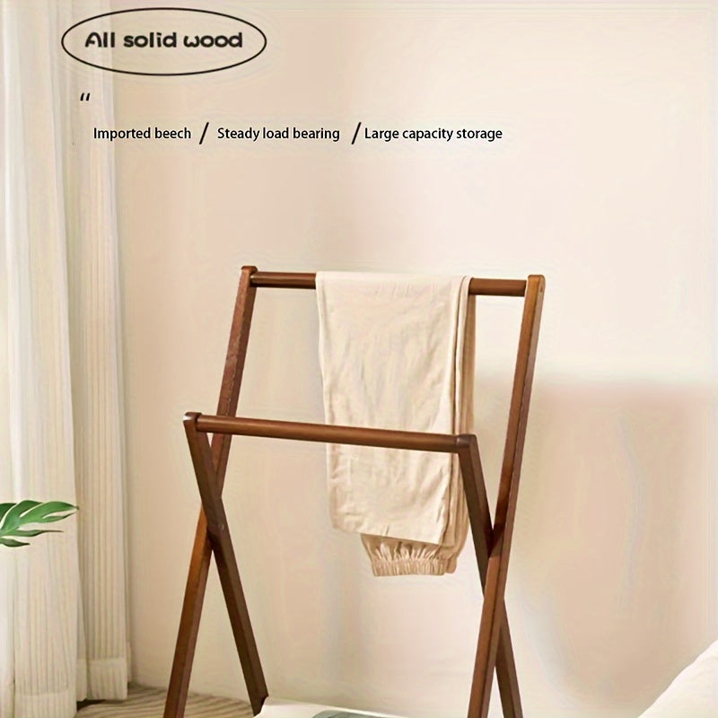 Solid Wooden Foldable Clothes Rack - XV0S