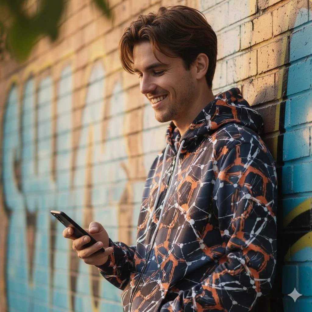 Cyberpunk Network Splatter Hoodie for Digital Rebels — Dark Grunge AOP Techwear Pullover, Hacker Aesthetic, Festival Gaming Rave Statement