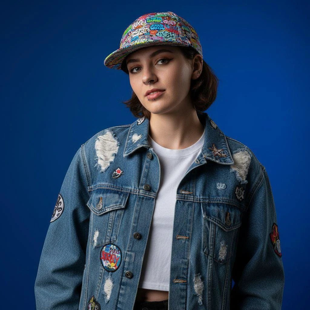 Graffiti Art AOP Snapback for Urban Streetwear Collectors — Monochrome Hip-Hop Tag Print, 90s B-Boy Breakdance Cap, Bold Skater Statement Headwear