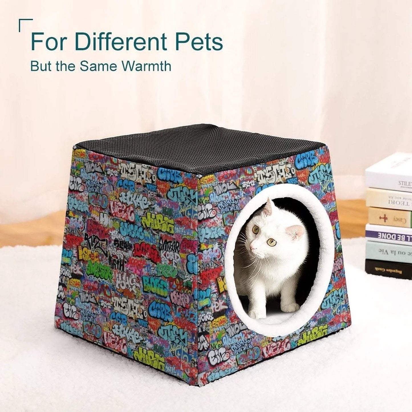 Retro-Futurist Space Capsule Pet Bed - Waterproof Mid-Century Modern Cat House & Designer Puppy Lounge