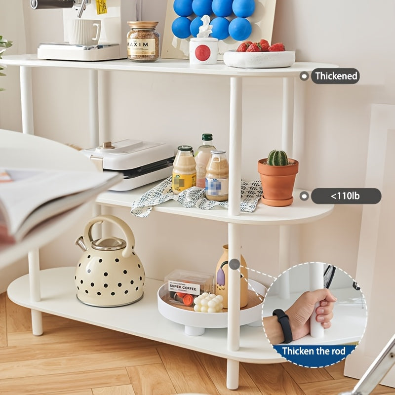 Modern White Wooden Tiered Shelf - FHU3