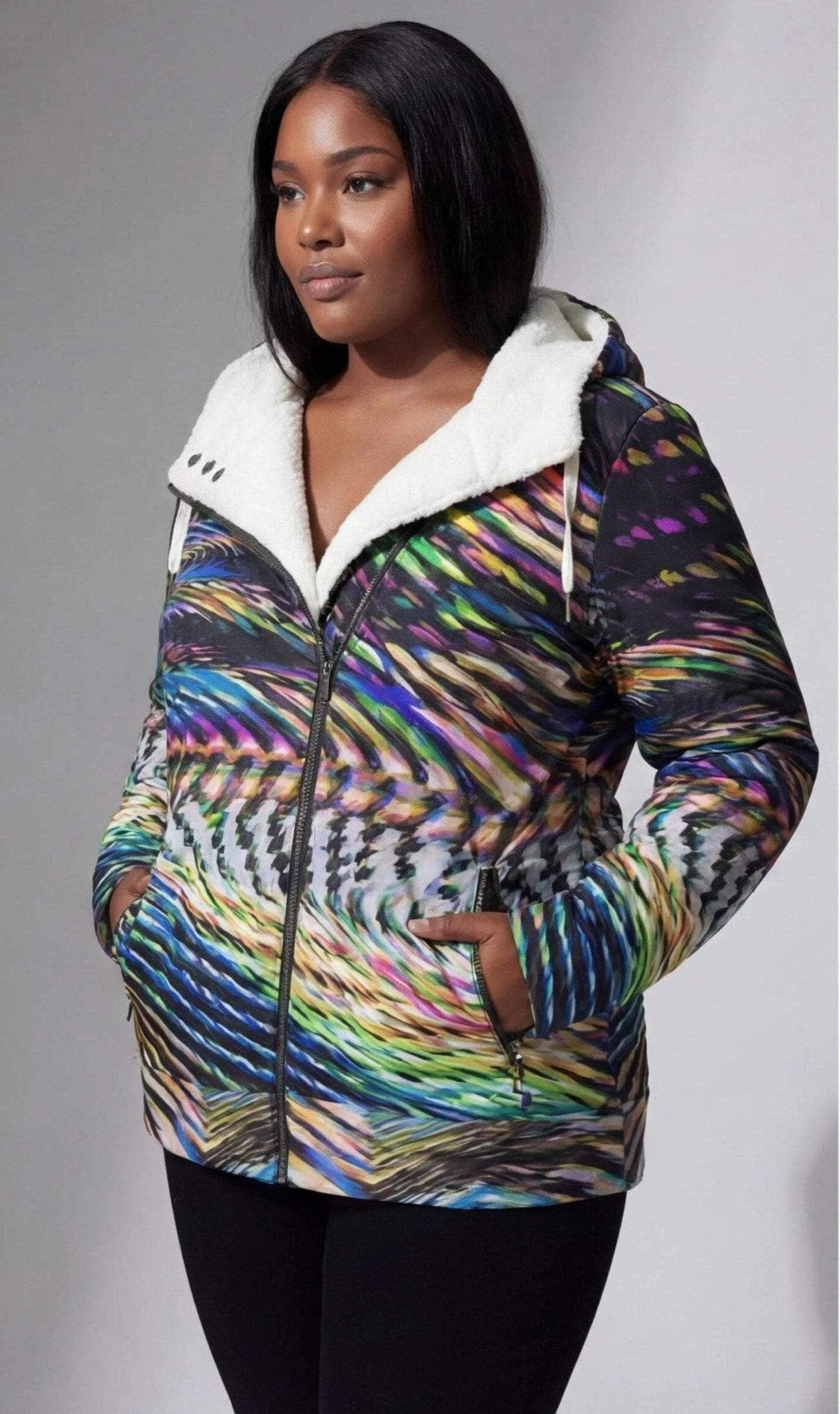 Neon Snow Hoodie for Cold-Weather Maximalists — Psychedelic Winter AOP, Recycled Polyester Eco Hoodie, Ski Lodge Statement
