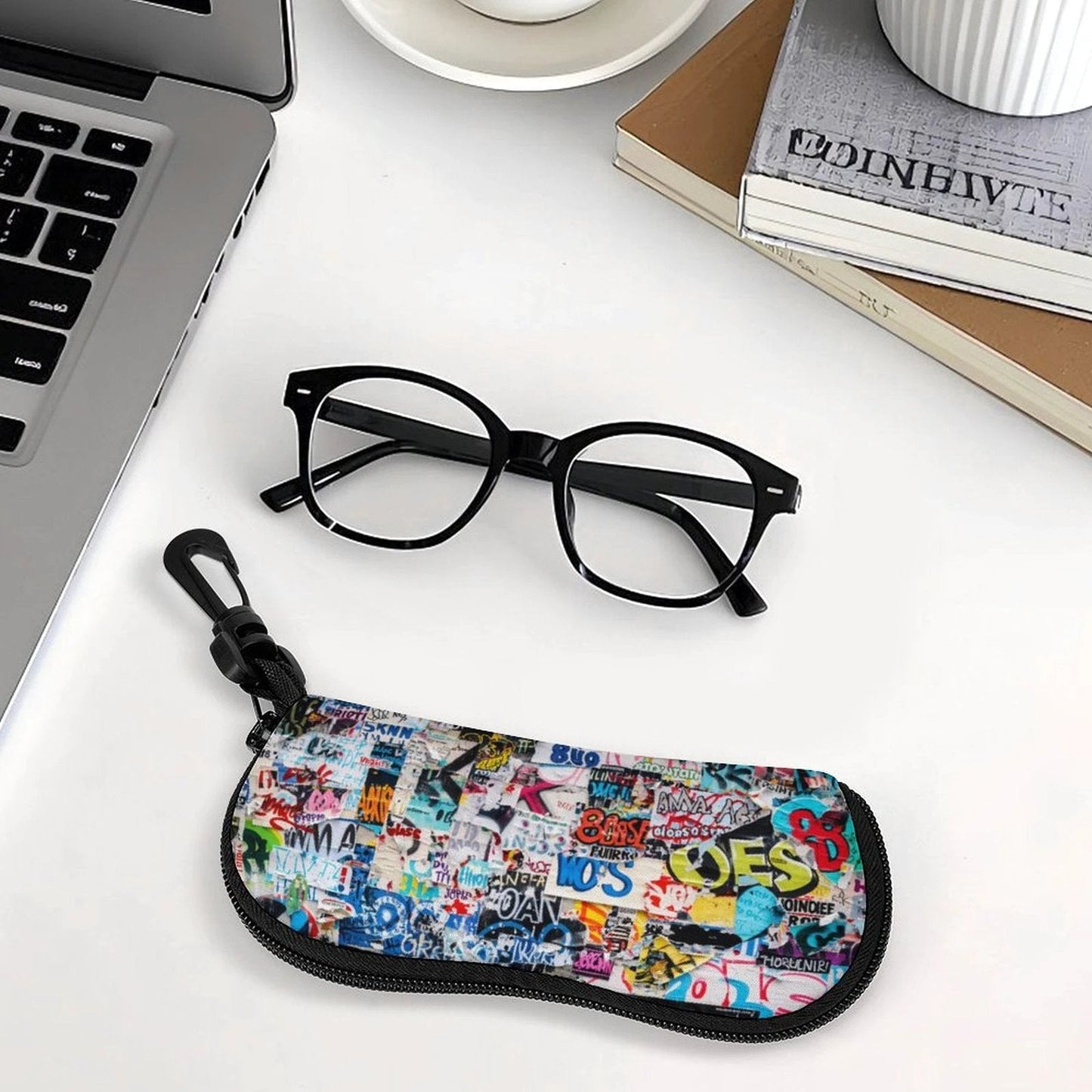 Sticker Bomb Eyeglass Case — Graffiti Collage AOP Glasses Pouch, Pocket-Size Street Art