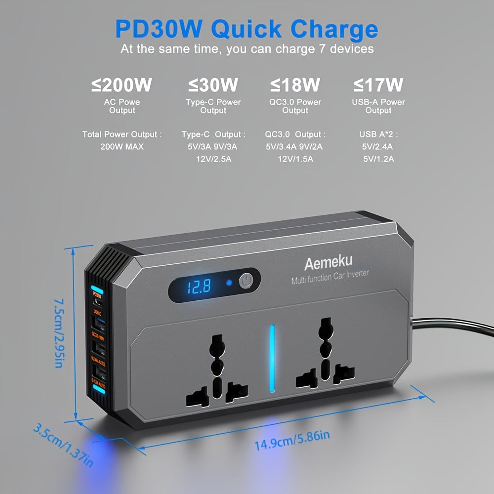200W Car Power Inverter with PD Charging-XYZD