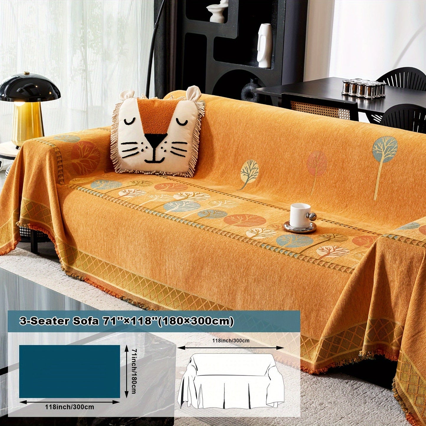 Bohemian Leaf Chenille Sofa Cover-6JTD