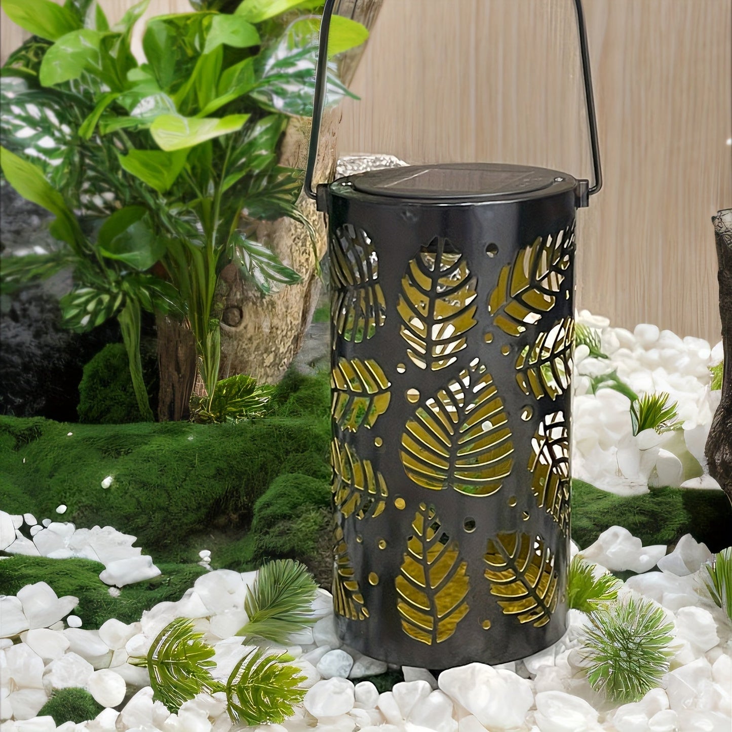 Vintage Metal Solar Lantern  LED Tree  Leaf Design-KSM1