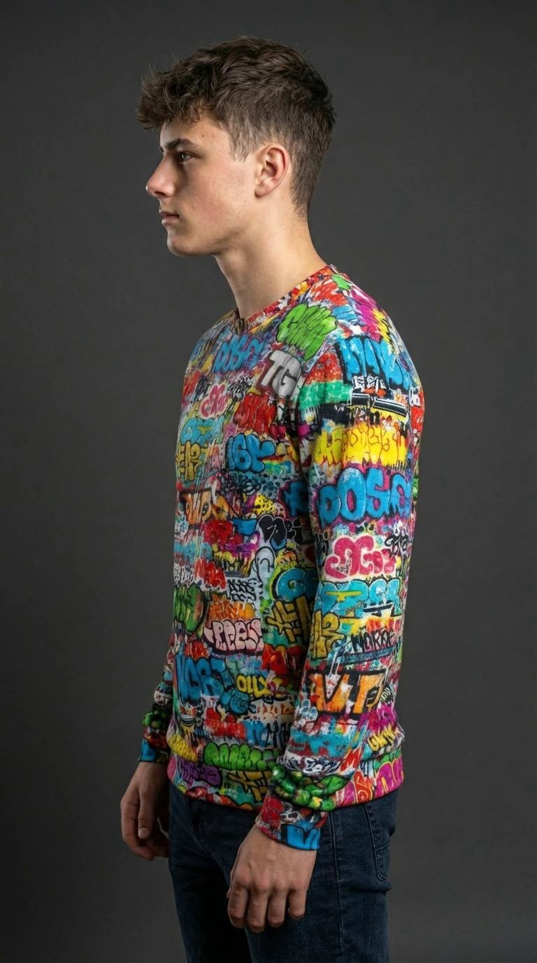 OG Graffiti Tag AOP Crewneck Sweatshirt for Hip-Hop Streetwear Collectors — Vibrant All-Over Print Cotton Unisex Statement Top