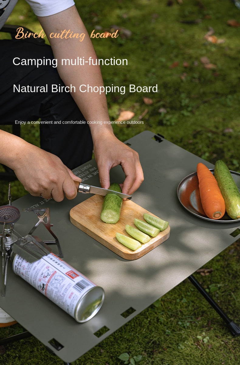 Campingmoon YM-1609/2013 Brich Copping Board Portable Lightweight Wood Cutting Board Double Sided Outdoor Camping Wooden Serving Plate Lunch Box Add-on