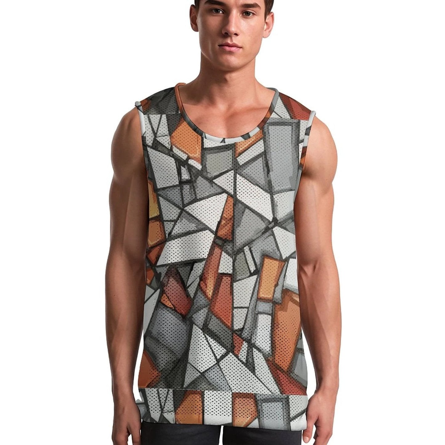 Maximalist AOP Quick-Dry Men's Athletic Mesh Tank Top | 170gsm Moisture-Wicking Performance Vest — Gym, Court