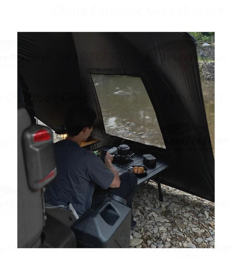 MOBI GARDEN Car Canopy Outdoor Portable Lightweight Convenient Black Advance Car Rear Canopy Car Side Tent Car Tail Tent Waterproof Sunscreen