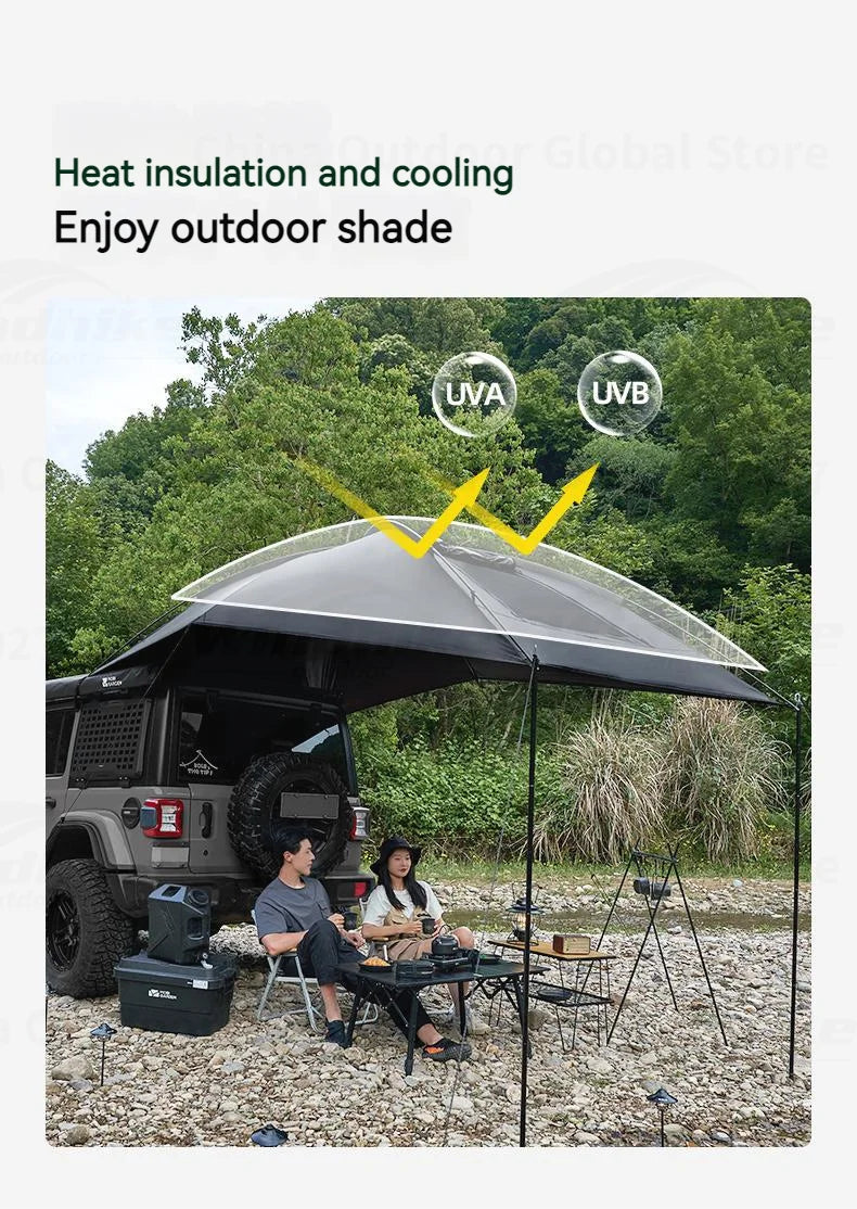 MOBI GARDEN Car Canopy Outdoor Portable Lightweight Convenient Black Advance Car Rear Canopy Car Side Tent Car Tail Tent Waterproof Sunscreen
