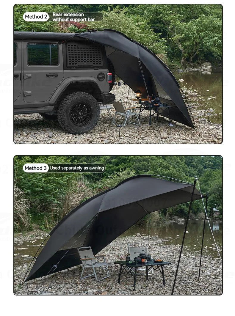 MOBI GARDEN Car Canopy Outdoor Portable Lightweight Convenient Black Advance Car Rear Canopy Car Side Tent Car Tail Tent Waterproof Sunscreen