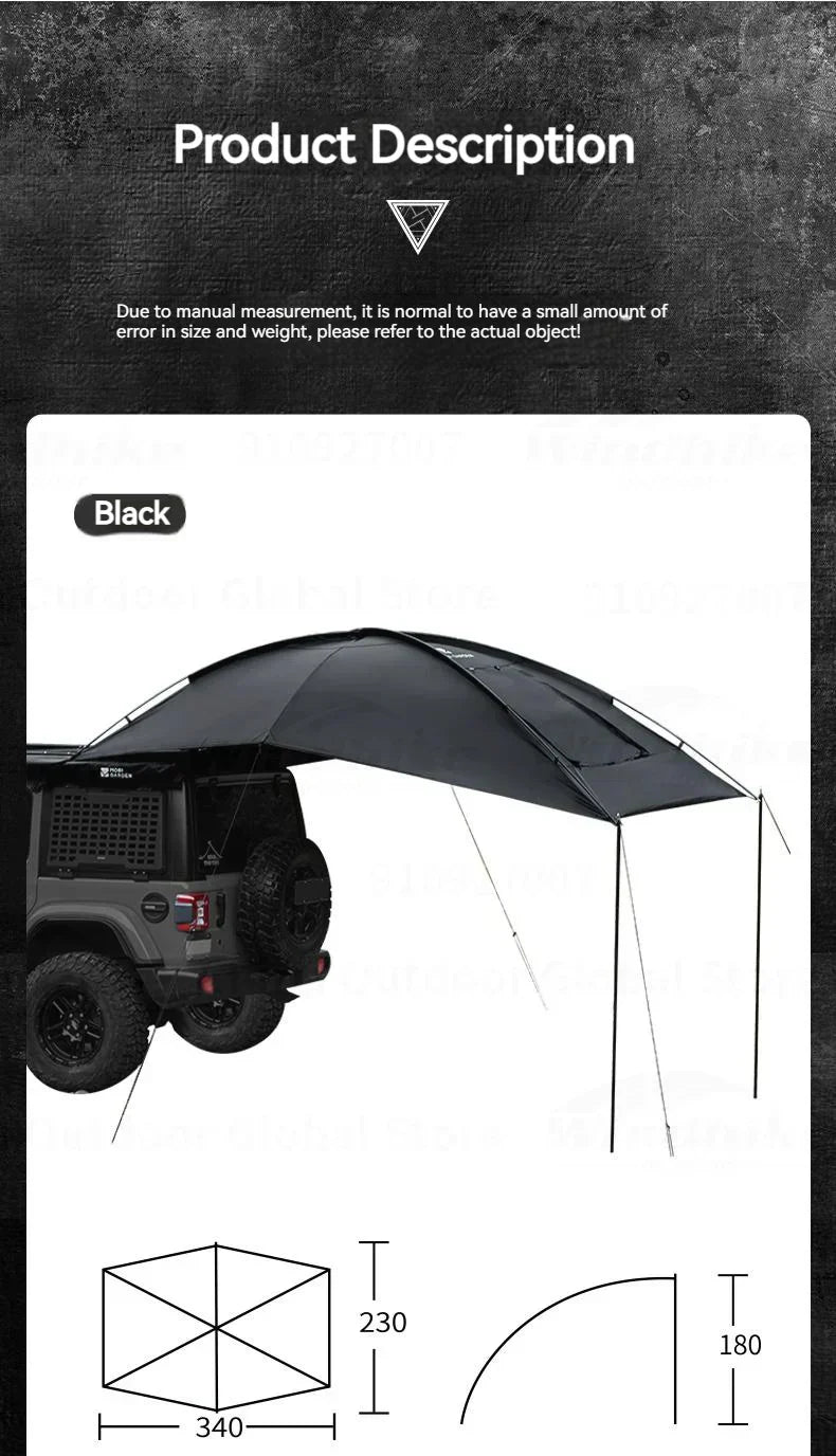 MOBI GARDEN Car Canopy Outdoor Portable Lightweight Convenient Black Advance Car Rear Canopy Car Side Tent Car Tail Tent Waterproof Sunscreen