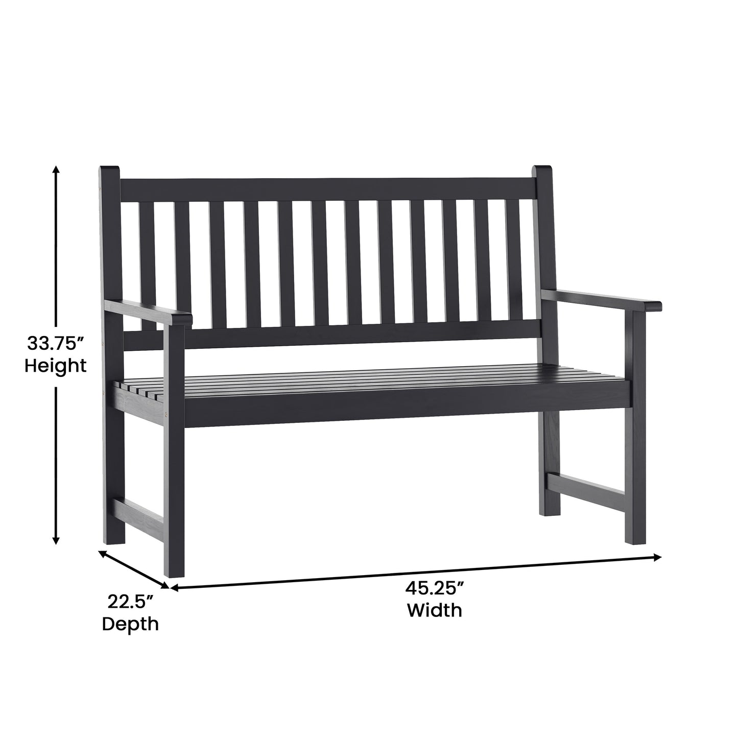Adele Commercial Grade Indoor/Outdoor Patio Acacia Wood Bench, 2-Person Slatted Seat Loveseat for Park, Garden, Yard, Porch