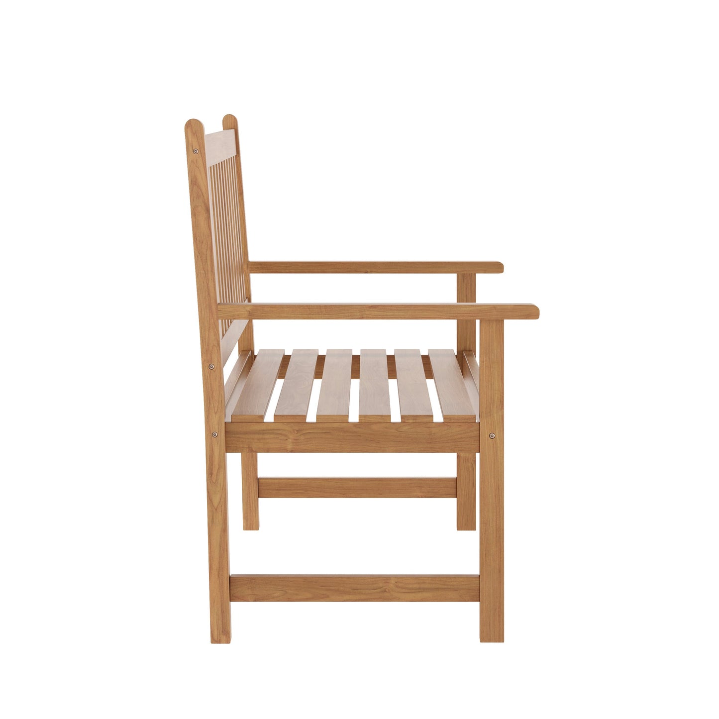 Adele Commercial Grade Indoor/Outdoor Patio Acacia Wood Bench, 2-Person Slatted Seat Loveseat for Park, Garden, Yard, Porch