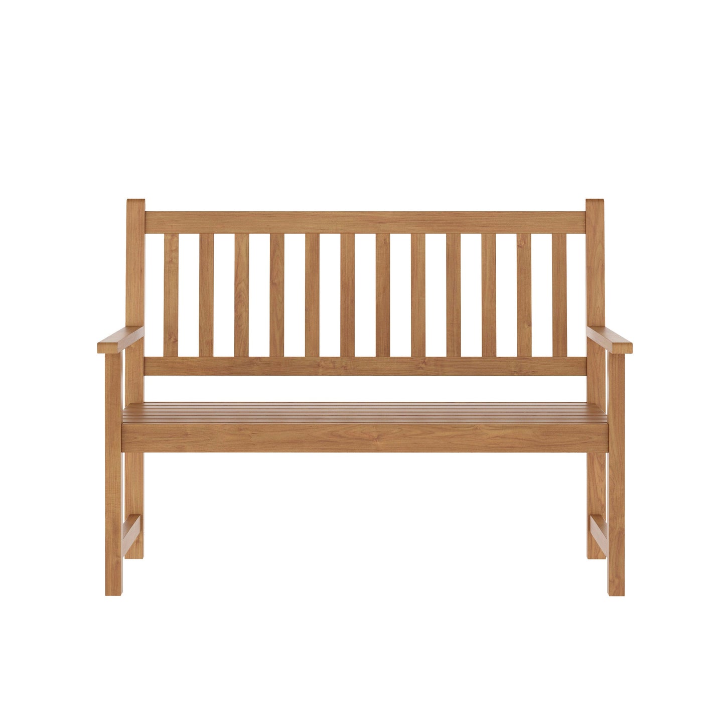 Adele Commercial Grade Indoor/Outdoor Patio Acacia Wood Bench, 2-Person Slatted Seat Loveseat for Park, Garden, Yard, Porch