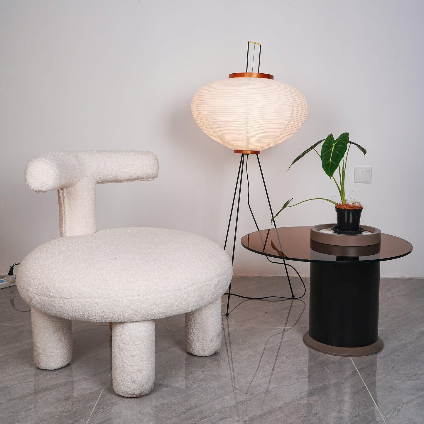 Rice Paper Floor Lamp With Tripod Stand