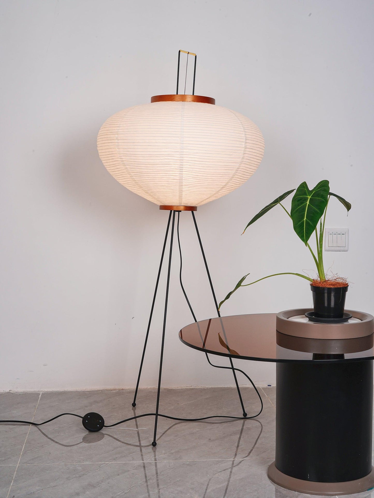 Rice Paper Floor Lamp With Tripod Stand
